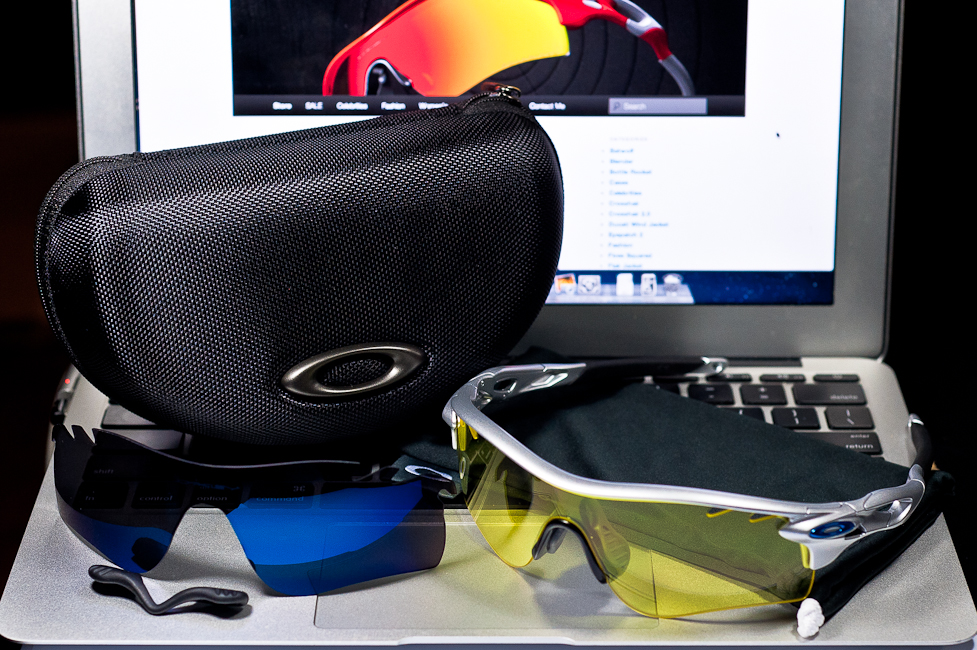 SGD$390 Oakley Custom RadarLock Polarized by wahliao.com Singapore Color: Silver/Ice Iridium Vented/Yellow Vented Purpose: For cyclist, day and night riding.  Set as pictured