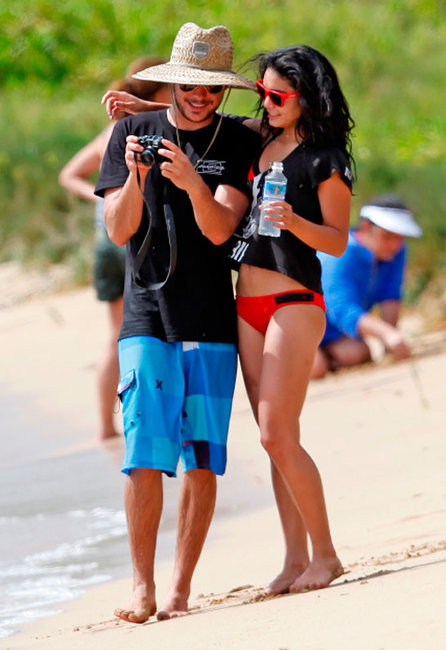 Vanessa Hudgens in a red Oakley Frogskins